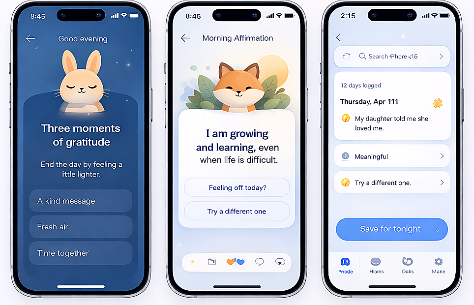 Sample Gratefuloop concept screens